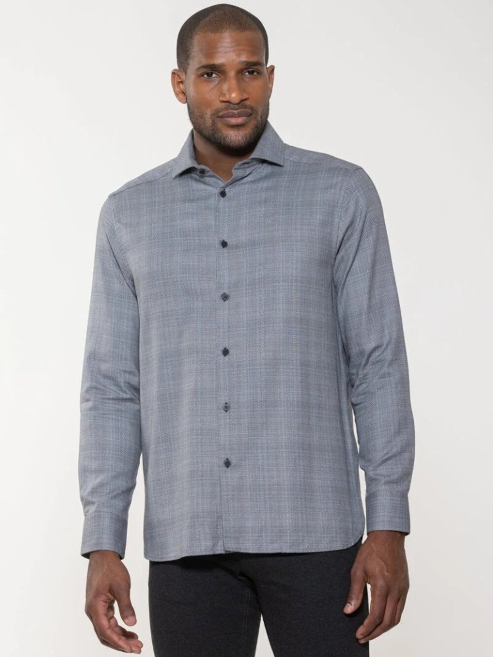 Luchiano Visconti Charcoal Tri Color Basket Weave Shirt